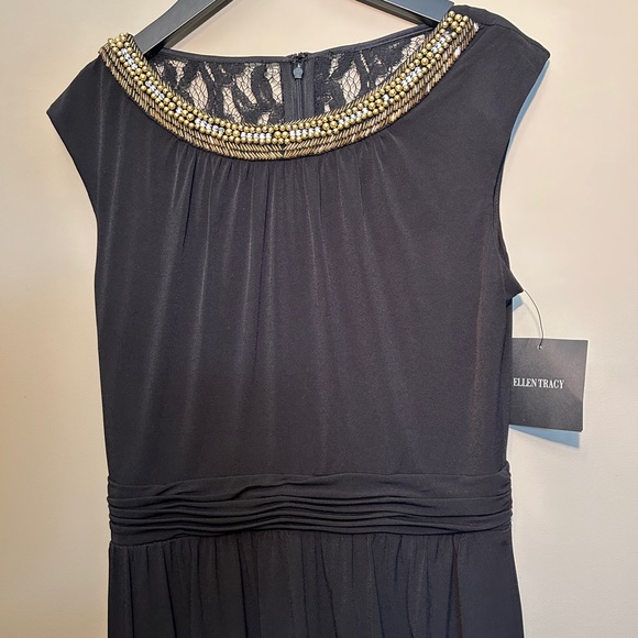 Ellen Tracy Black Long Dress with Gold/Silver Beading (Size 2) NWT - Picture 2 of 6